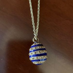 JCrew blue and gold egg style necklace